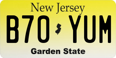 NJ license plate B70YUM