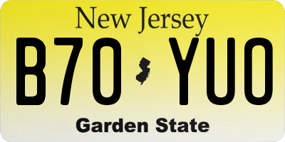 NJ license plate B70YUO