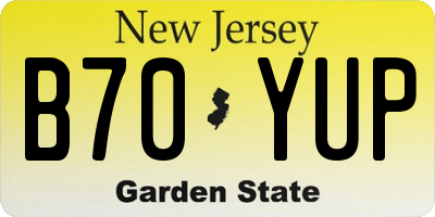 NJ license plate B70YUP