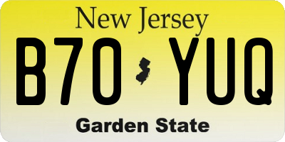 NJ license plate B70YUQ