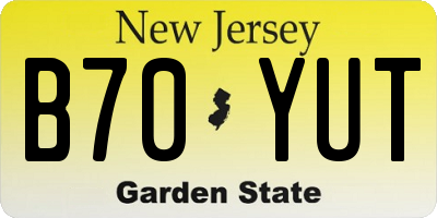 NJ license plate B70YUT