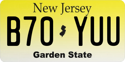 NJ license plate B70YUU