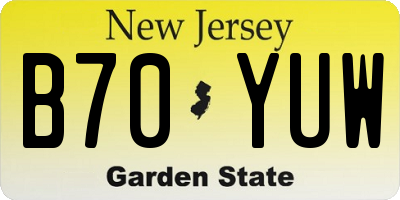 NJ license plate B70YUW