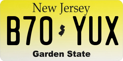 NJ license plate B70YUX