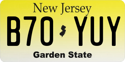 NJ license plate B70YUY