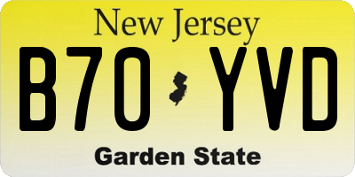 NJ license plate B70YVD