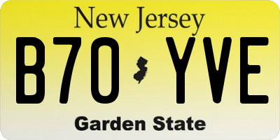 NJ license plate B70YVE