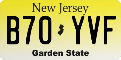 NJ license plate B70YVF