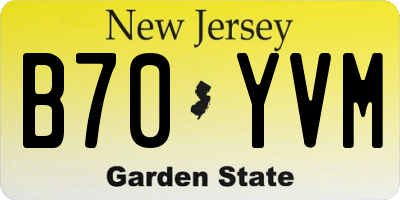 NJ license plate B70YVM