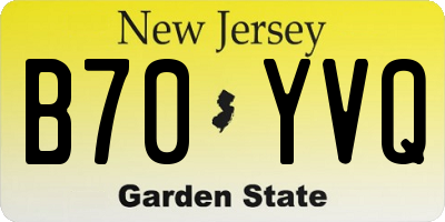 NJ license plate B70YVQ