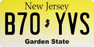 NJ license plate B70YVS