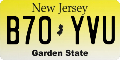 NJ license plate B70YVU