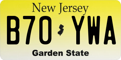 NJ license plate B70YWA