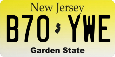 NJ license plate B70YWE
