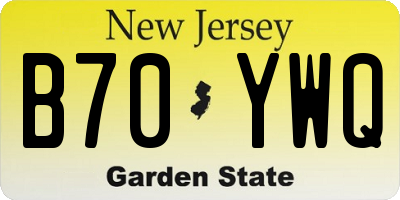 NJ license plate B70YWQ