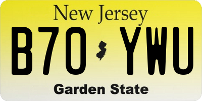 NJ license plate B70YWU