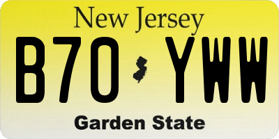 NJ license plate B70YWW