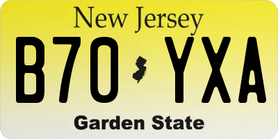 NJ license plate B70YXA
