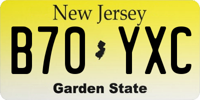 NJ license plate B70YXC