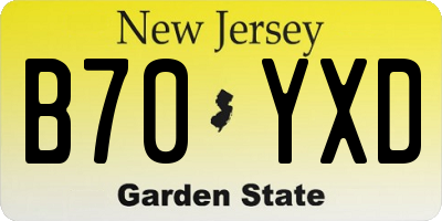 NJ license plate B70YXD