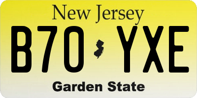 NJ license plate B70YXE