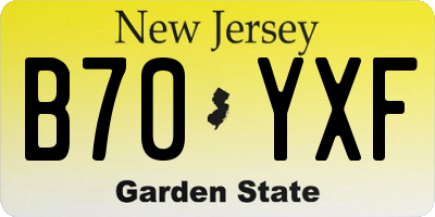 NJ license plate B70YXF
