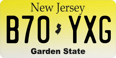 NJ license plate B70YXG