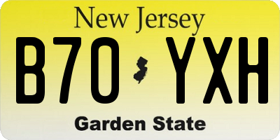 NJ license plate B70YXH