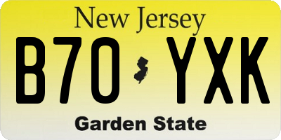 NJ license plate B70YXK