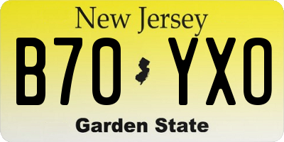 NJ license plate B70YXO