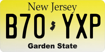 NJ license plate B70YXP