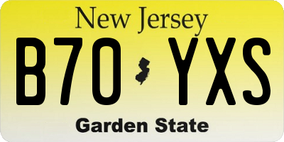 NJ license plate B70YXS