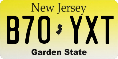 NJ license plate B70YXT