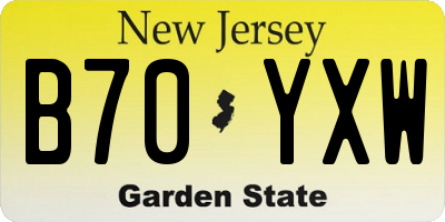 NJ license plate B70YXW