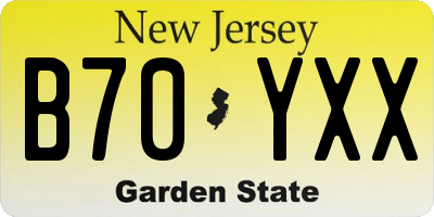 NJ license plate B70YXX