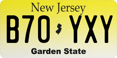 NJ license plate B70YXY