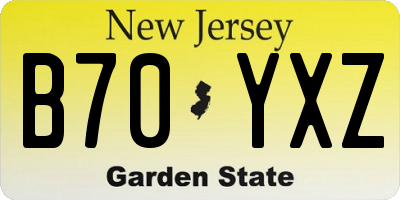 NJ license plate B70YXZ