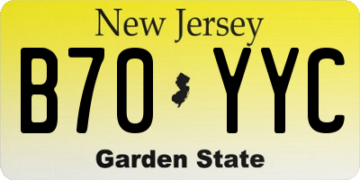 NJ license plate B70YYC