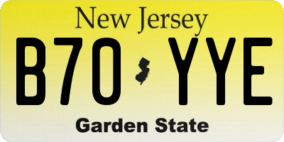 NJ license plate B70YYE