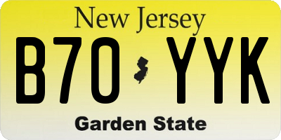 NJ license plate B70YYK