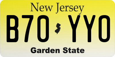NJ license plate B70YYO