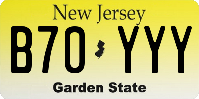 NJ license plate B70YYY