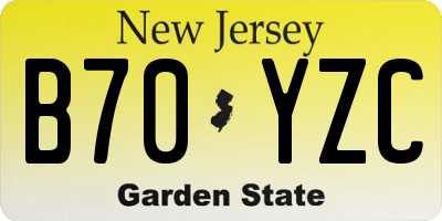 NJ license plate B70YZC