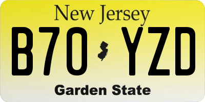 NJ license plate B70YZD