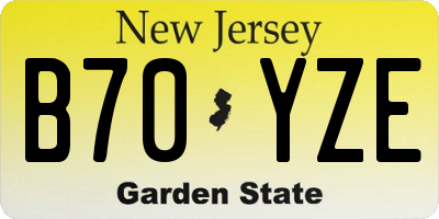 NJ license plate B70YZE