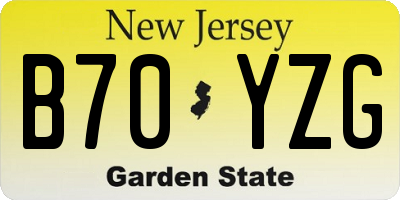 NJ license plate B70YZG