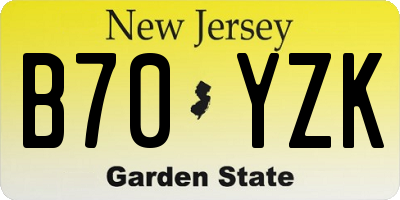NJ license plate B70YZK
