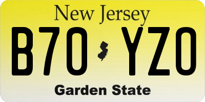 NJ license plate B70YZO