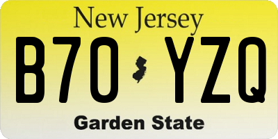 NJ license plate B70YZQ