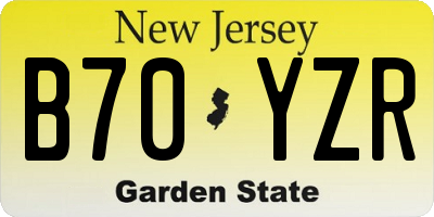 NJ license plate B70YZR